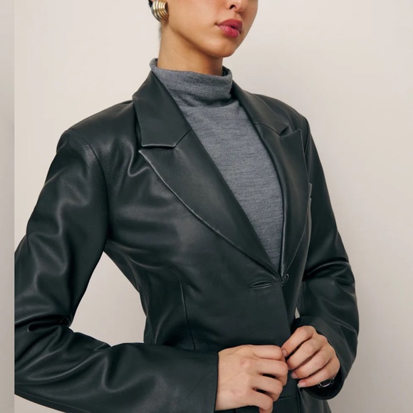 Reformation NWT Veda Black Leather Blazer - XS - Picture 4 of 7